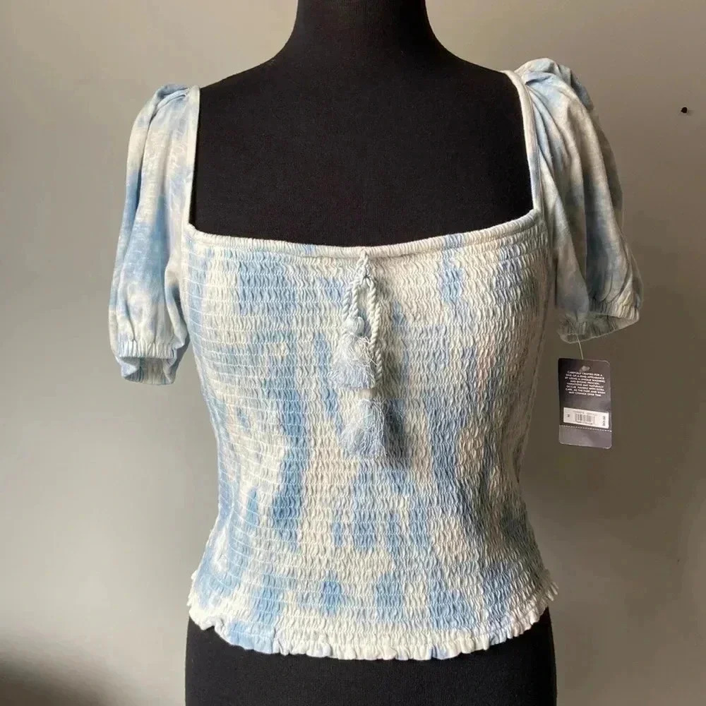 Lucky Brand |Short Sleeve Smocked Top